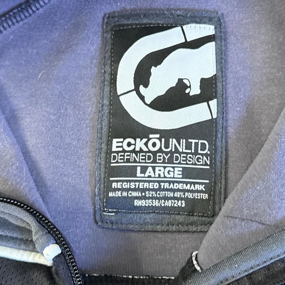 Y2K Ecko Unltd Track Jacket Black Gray Full Zip Skater XXL - Picture 3 of 8